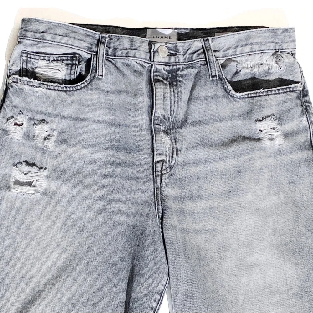 FRAME LE JANE CROP Women’s High Rise Cropped Distressed Jean Kallin Rips size 31 - Picture 7 of 11